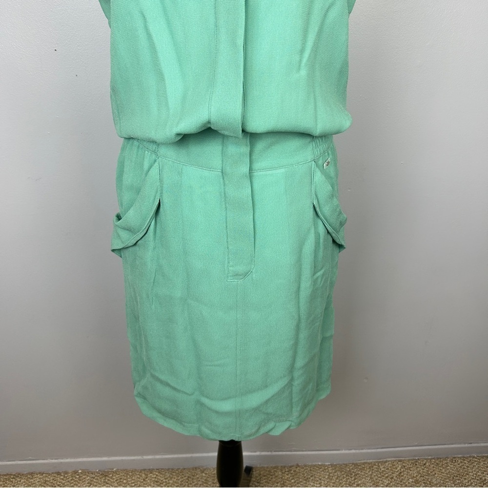 Escada Sport Dafari Chiffon Cap Sleeve Button Dress Size 34 Mint Green - Picture 3 of 15